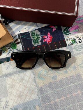 Jacques Marie Mage Black Thick-Framed Square Sunglasses